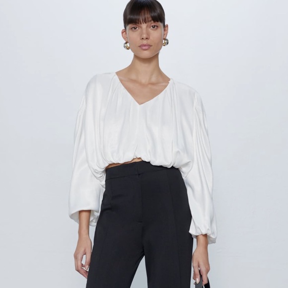 ZARA BALLOONED CROP TOP - Picture 5 of 10